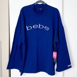 Bebe Sport Navy Embroidered Mock Neck Sweatshirt